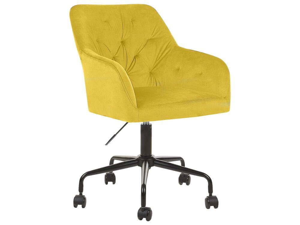 Beliani Zamatová kancelárska stolička žltá ANTARES
